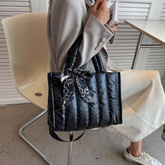 Puffer Quilted Tote Bag Large Capacity Handbag For Women