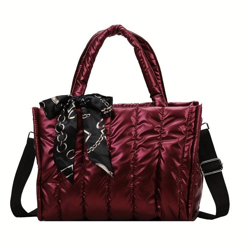 Puffer Quilted Tote Bag Large Capacity Handbag For Women