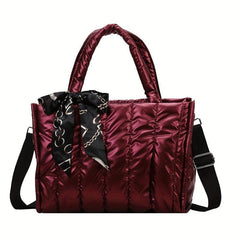Puffer Quilted Tote Bag Large Capacity Handbag For Women