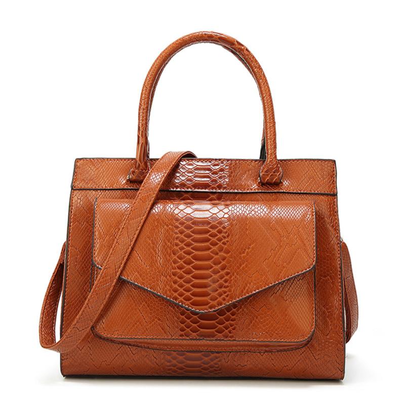 Snake Pattern Tote Bag Large Faux Leather Handbag For Work
