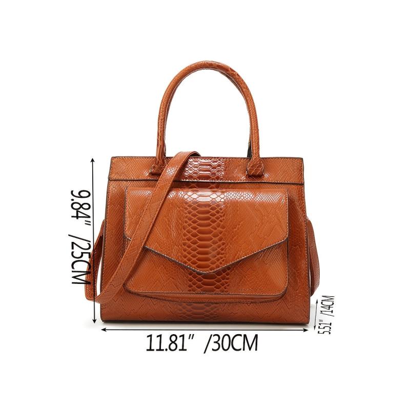 Snake Pattern Tote Bag Large Faux Leather Handbag For Work
