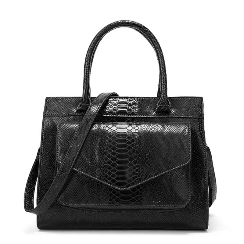 Snake Pattern Tote Bag Large Faux Leather Handbag For Work