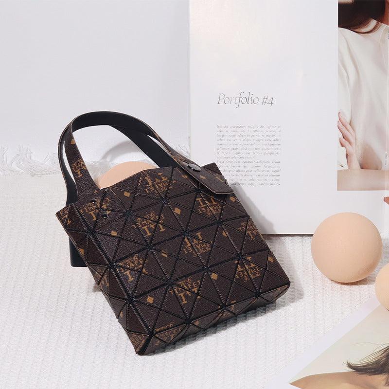 Vintage Argyle Pattern Handbag Retro Satchel Bag