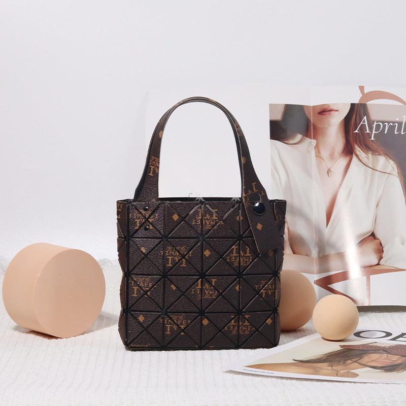 Vintage Argyle Pattern Handbag Retro Satchel Bag