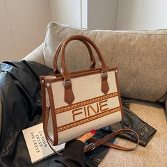 Retro Letter Embroidery Tote Bag Canvas Crossbody Bag