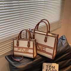 Retro Letter Embroidery Tote Bag Canvas Crossbody Bag