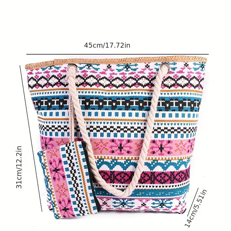 Vintage Pattern Beach Storage Bag Lightweight Tote Handbag