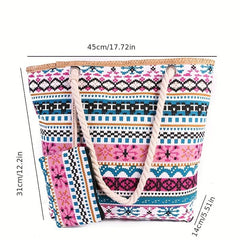 Vintage Pattern Beach Storage Bag Lightweight Tote Handbag
