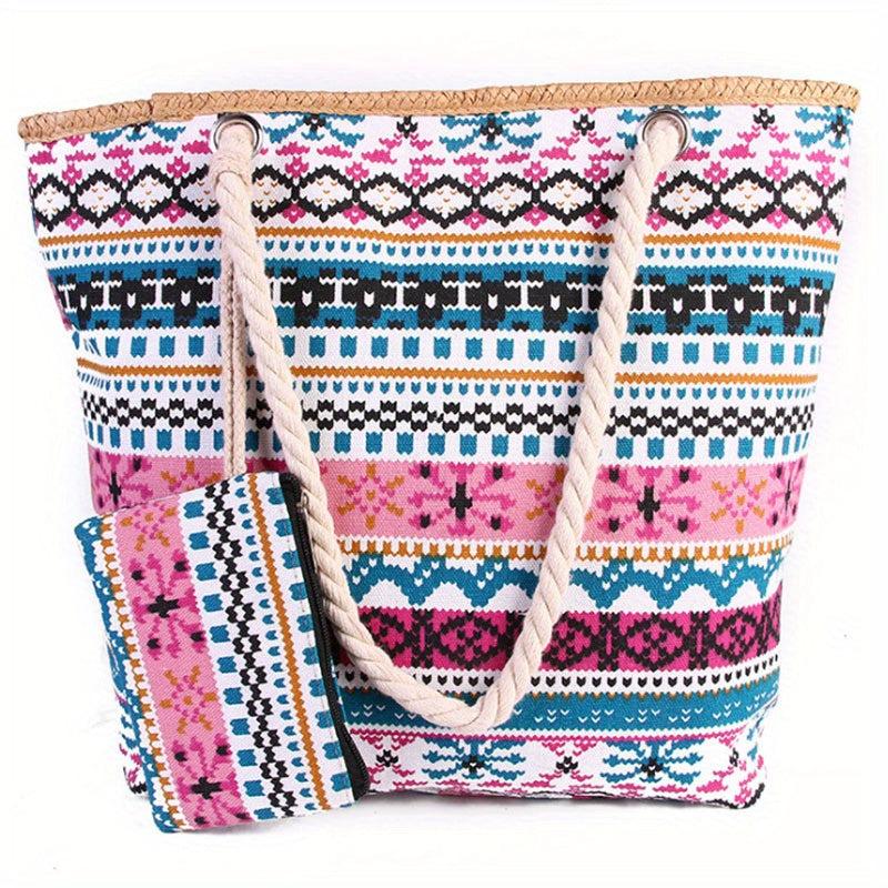Vintage Pattern Beach Storage Bag Lightweight Tote Handbag