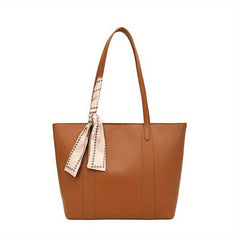 Large Capacity Tote Bag Scarf Decor Shoulder Bag Women's Handbag