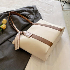 Large Capacity Tote Bag Scarf Decor Shoulder Bag Women's Handbag