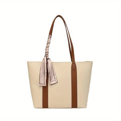 Large Capacity Tote Bag Scarf Decor Shoulder Bag Women's Handbag