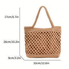 Boho Style Straw Tote Bag Woven Summer Beach Bag Shoulder Bag