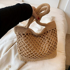 Boho Style Straw Tote Bag Woven Summer Beach Bag Shoulder Bag