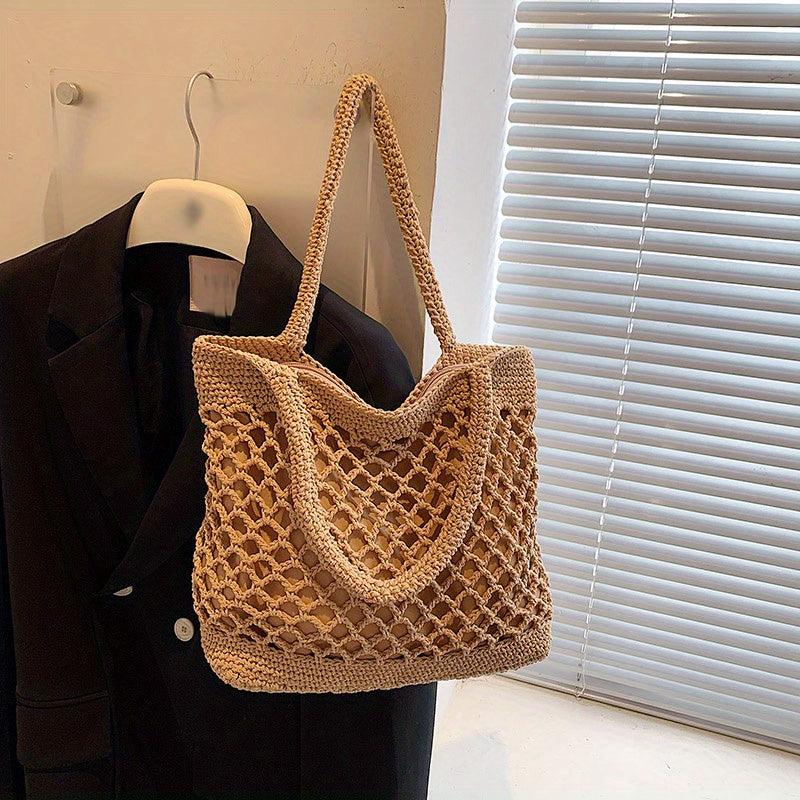 Boho Style Straw Tote Bag Woven Summer Beach Bag Shoulder Bag