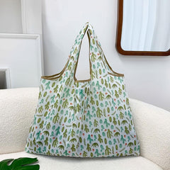 Cactus Print Tote Bag Reusable Shopping Bags Foldable Large Capacity