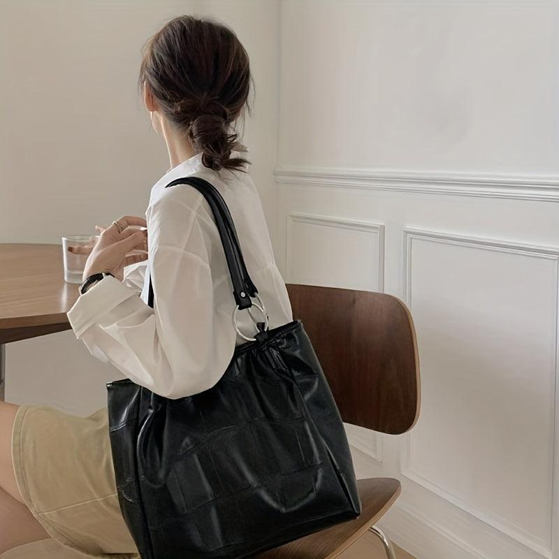 Crocodile Embossed Tote Bag All Match Storage Handbag