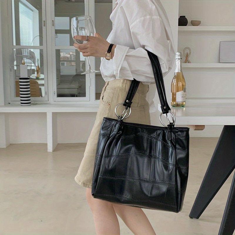 Crocodile Embossed Tote Bag All Match Storage Handbag