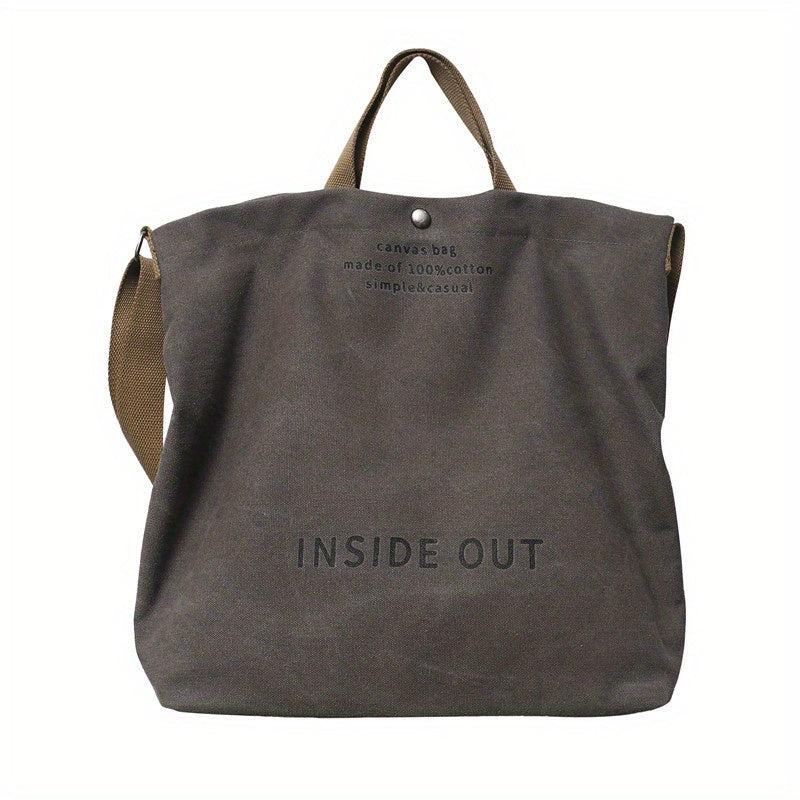 Vintage Letter Print Tote Bag Canvas Handbag Crossbody Bag