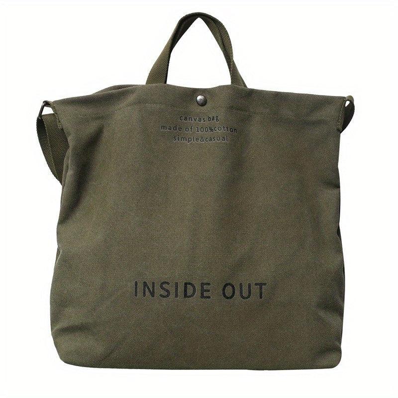 Vintage Letter Print Tote Bag Canvas Handbag Crossbody Bag
