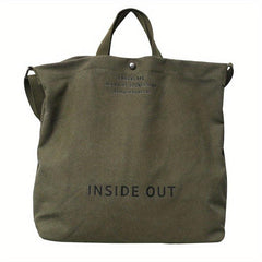 Vintage Letter Print Tote Bag Canvas Handbag Crossbody Bag