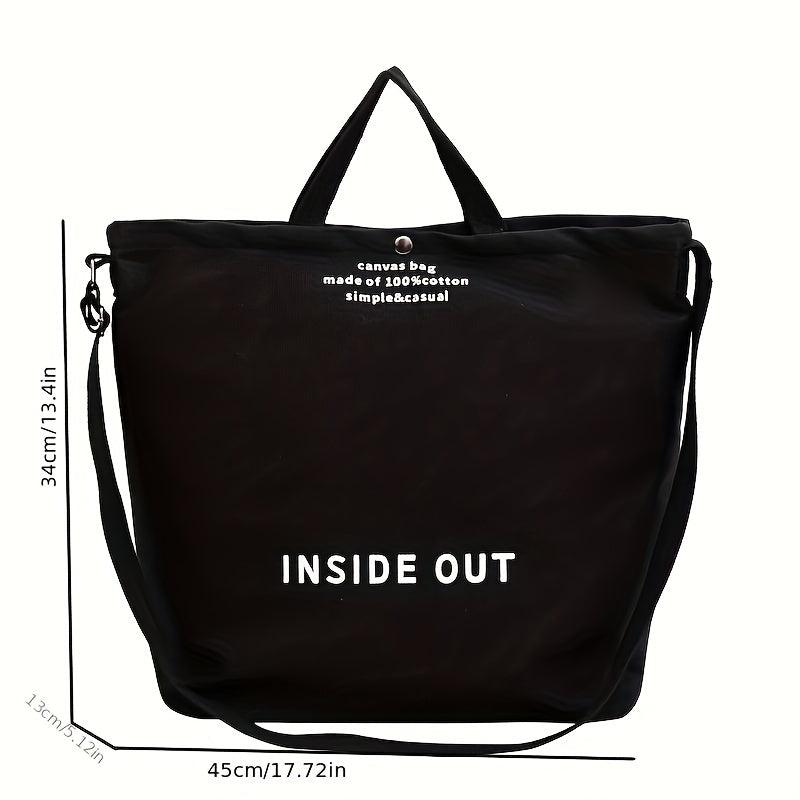 Vintage Letter Print Tote Bag Canvas Handbag Crossbody Bag