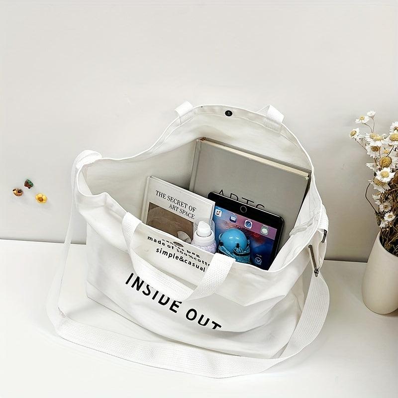 Vintage Letter Print Tote Bag Canvas Handbag Crossbody Bag