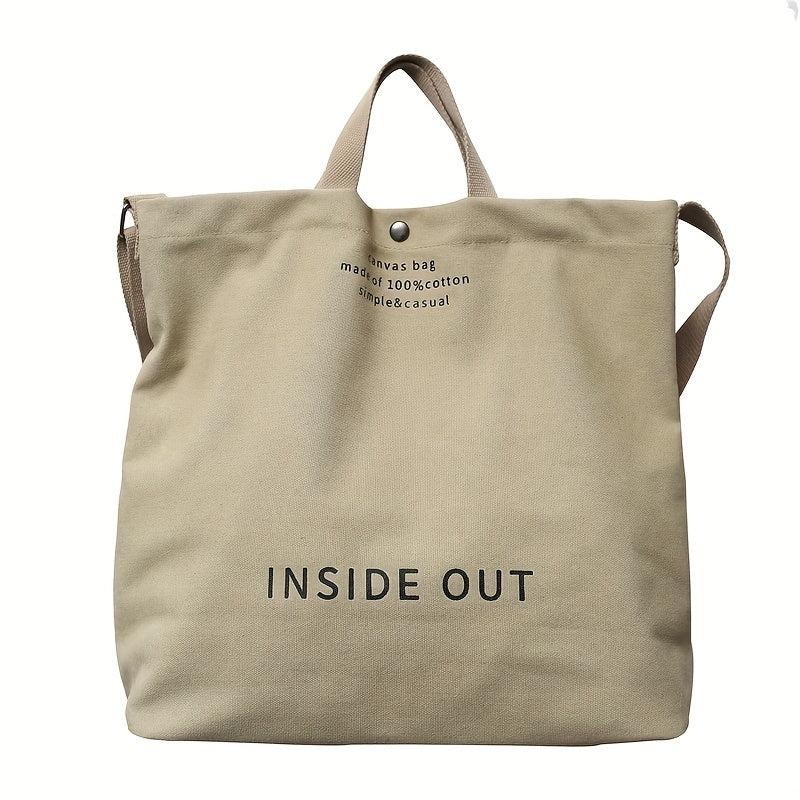 Vintage Letter Print Tote Bag Canvas Handbag Crossbody Bag