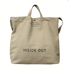 Vintage Letter Print Tote Bag Canvas Handbag Crossbody Bag