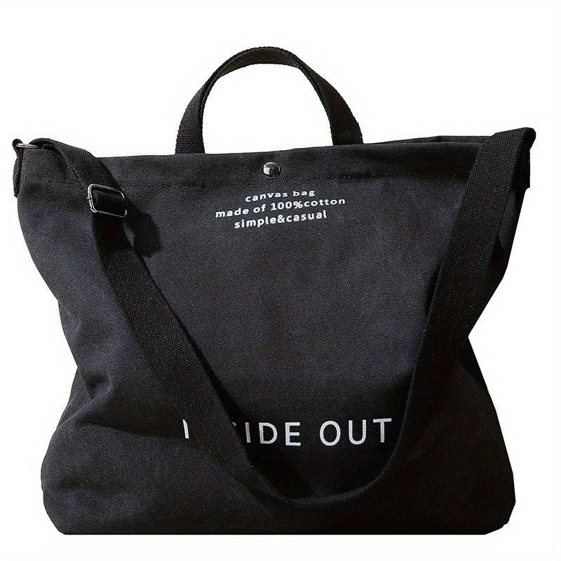 Vintage Letter Print Tote Bag Canvas Handbag Crossbody Bag