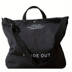Vintage Letter Print Tote Bag Canvas Handbag Crossbody Bag