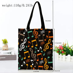 Music Notes Pattern Canvas Tote Bag Women's Handbag