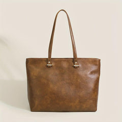 Retro Style Tote Bag Vegan Leather Handbag Large Capacity Shoulder Bag