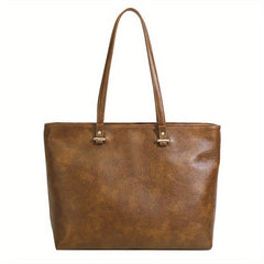 Retro Style Tote Bag Vegan Leather Handbag Large Capacity Shoulder Bag