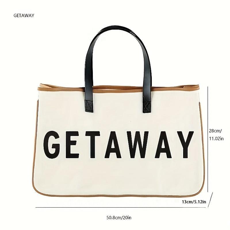 Summer Beach Tote Letter Graphic Canvas Handbag Women's Casual Bag