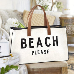 Summer Beach Tote Letter Graphic Canvas Handbag Women's Casual Bag