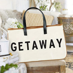 Summer Beach Tote Letter Graphic Canvas Handbag Women's Casual Bag