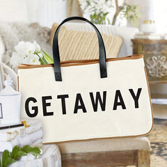 Summer Beach Tote Letter Graphic Canvas Handbag Women's Casual Bag