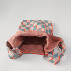 Gingham Knitted Handbag Large Capacity Tote Bag
