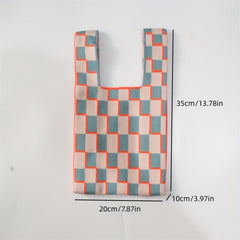 Gingham Knitted Handbag Large Capacity Tote Bag