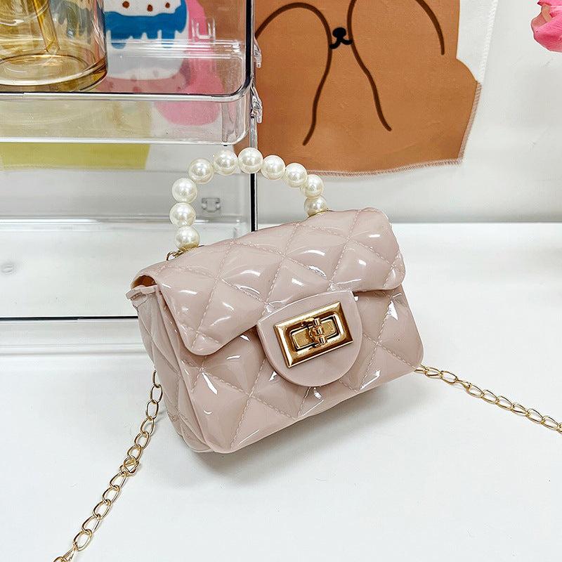 Square Satchel Bag with Turn Lock Flap Chain - Women's Stylish Bag