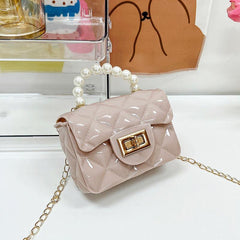 Square Satchel Bag with Turn Lock Flap Chain - Women's Stylish Bag