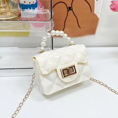 Square Satchel Bag with Turn Lock Flap Chain - Women's Stylish Bag