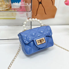 Square Satchel Bag with Turn Lock Flap Chain - Women's Stylish Bag