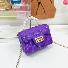 Square Satchel Bag with Turn Lock Flap Chain - Women's Stylish Bag