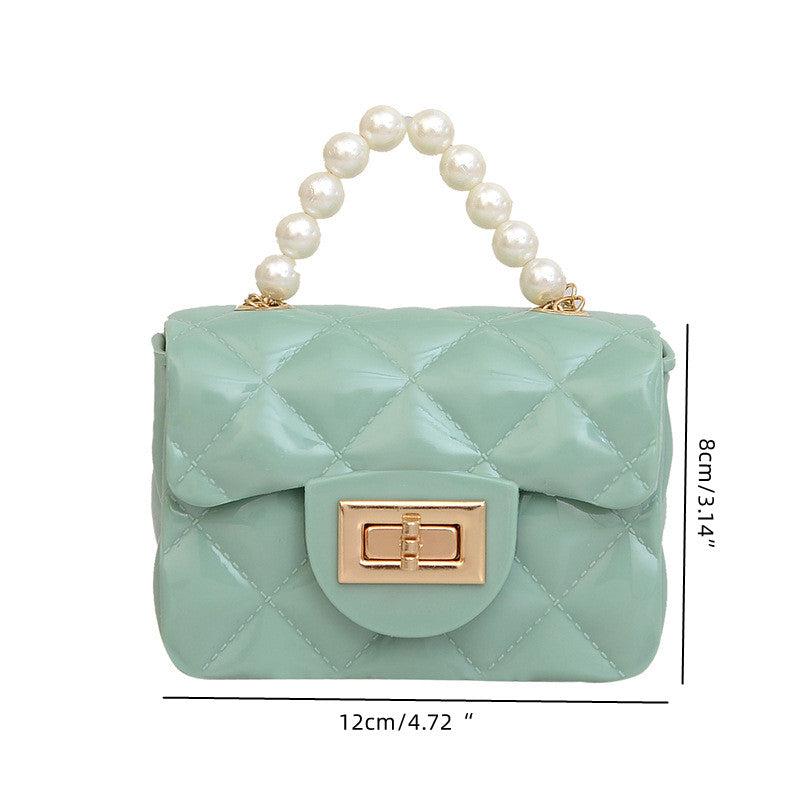 Square Satchel Bag with Turn Lock Flap Chain - Women's Stylish Bag