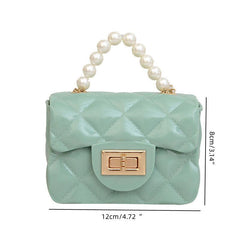 Square Satchel Bag with Turn Lock Flap Chain - Women's Stylish Bag