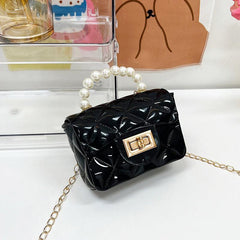 Square Satchel Bag with Turn Lock Flap Chain - Women's Stylish Bag