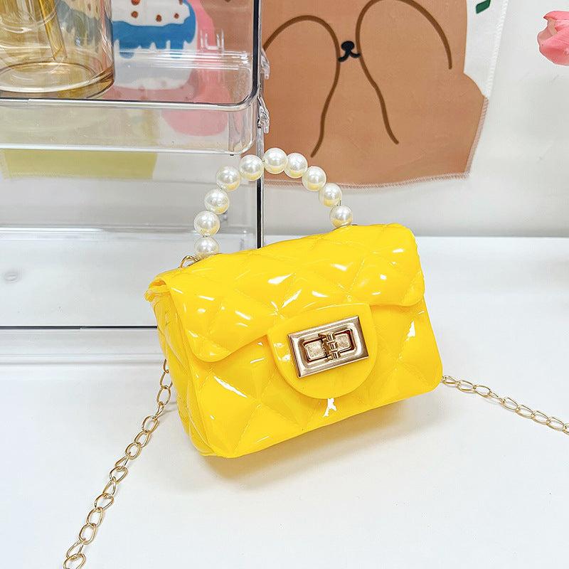 Square Satchel Bag with Turn Lock Flap Chain - Women's Stylish Bag