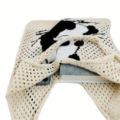 Panda Pattern Crochet Bag Large Capacity Shoulder Bag For Women